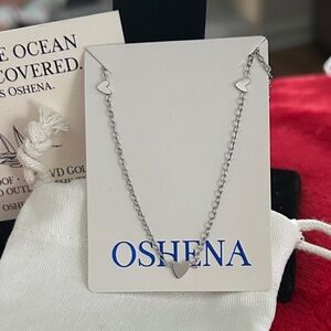 Oshena Designer Beachwear Silver dainty Heart Necklace